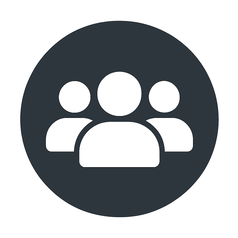 three people icon representing community